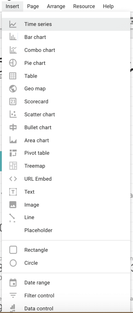 Insert link in Data Studio, another way to add charts and tables