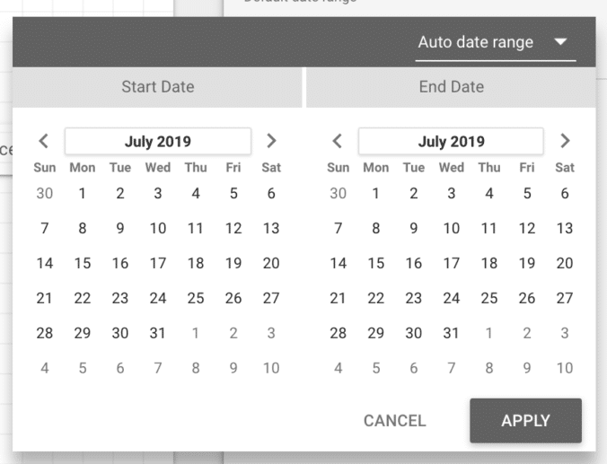 Data studio date calendar select dates Tom Birmingham Personal Blog
